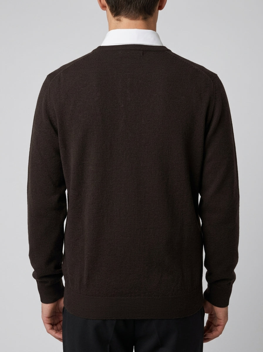 Girocollo cioccolato in Lana Merino Extrafine 