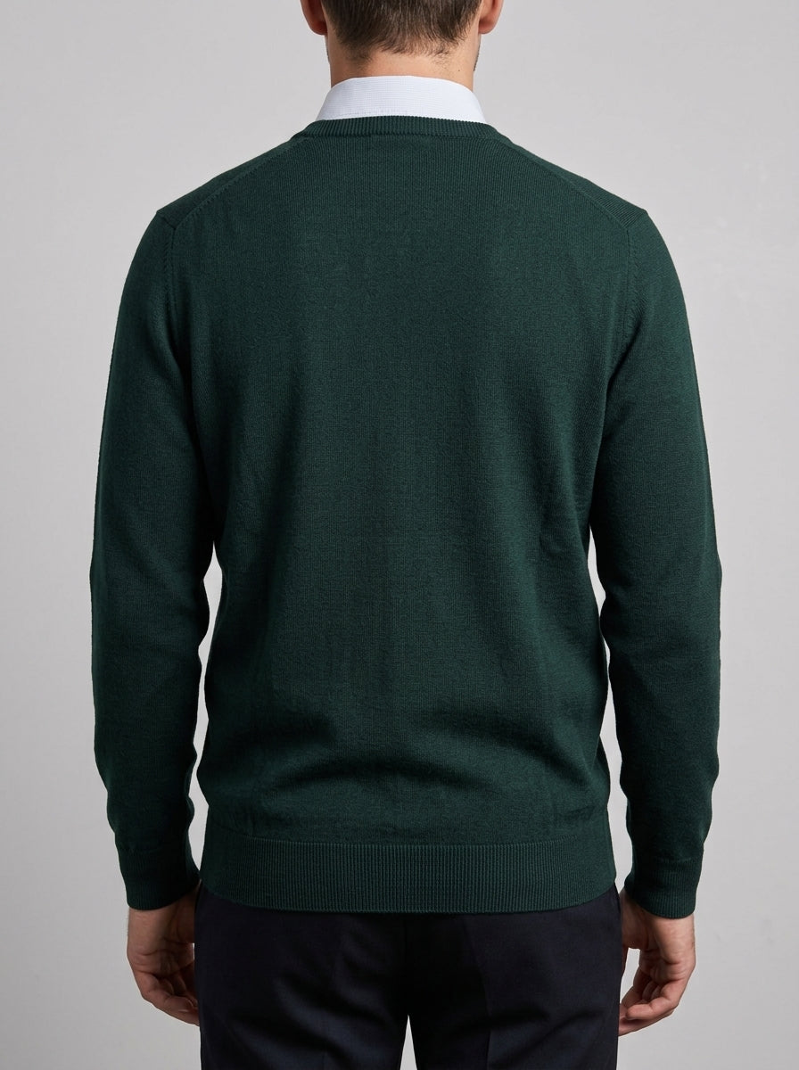 Girocollo  verde  in Lana Merino Extrafine 