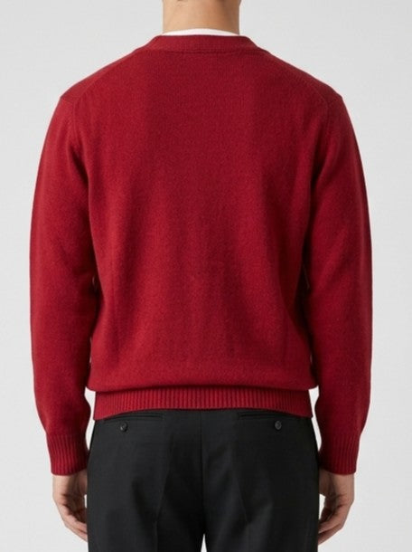 Cardigan Scollo a V Rosso con Bottoni 