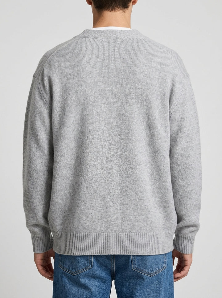 Cardigan Scollo a V Grigio Chiaro 