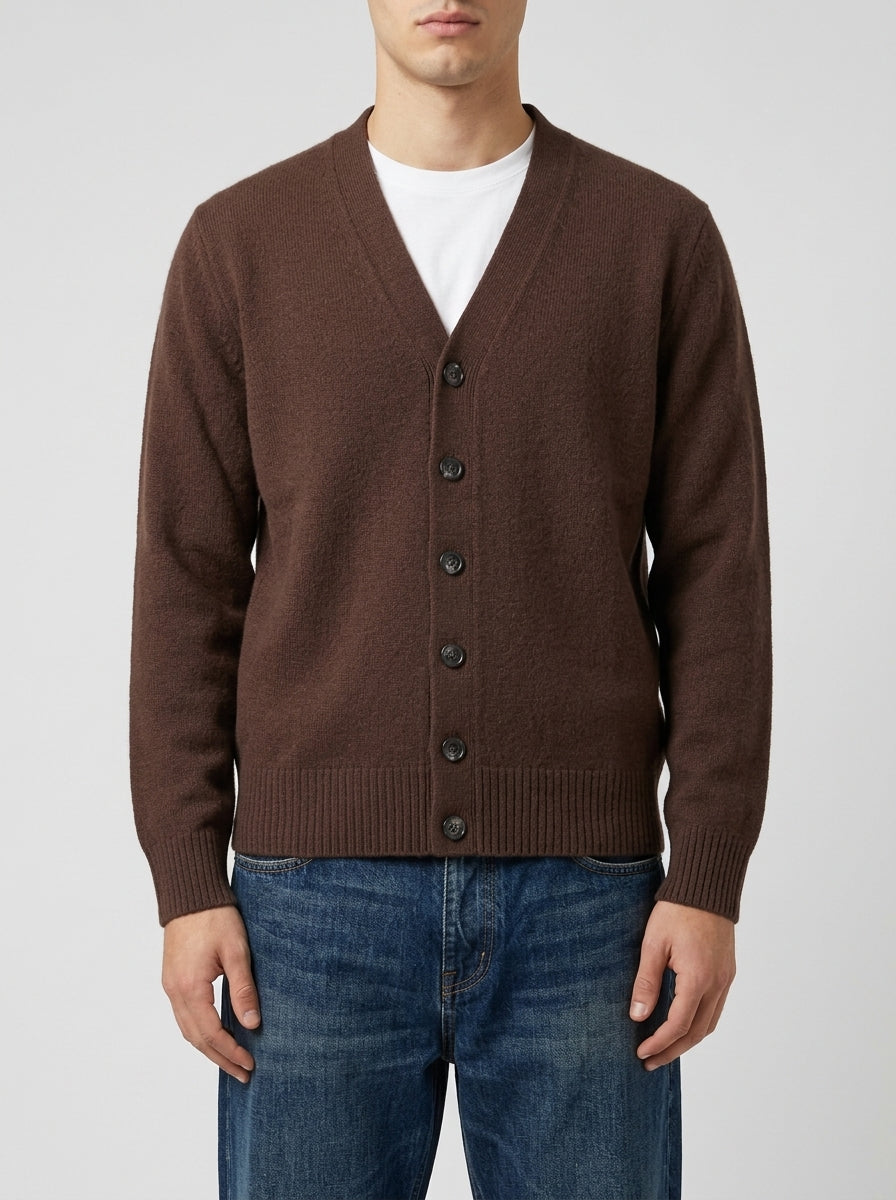 Cardigan Scollo a V Marrone 