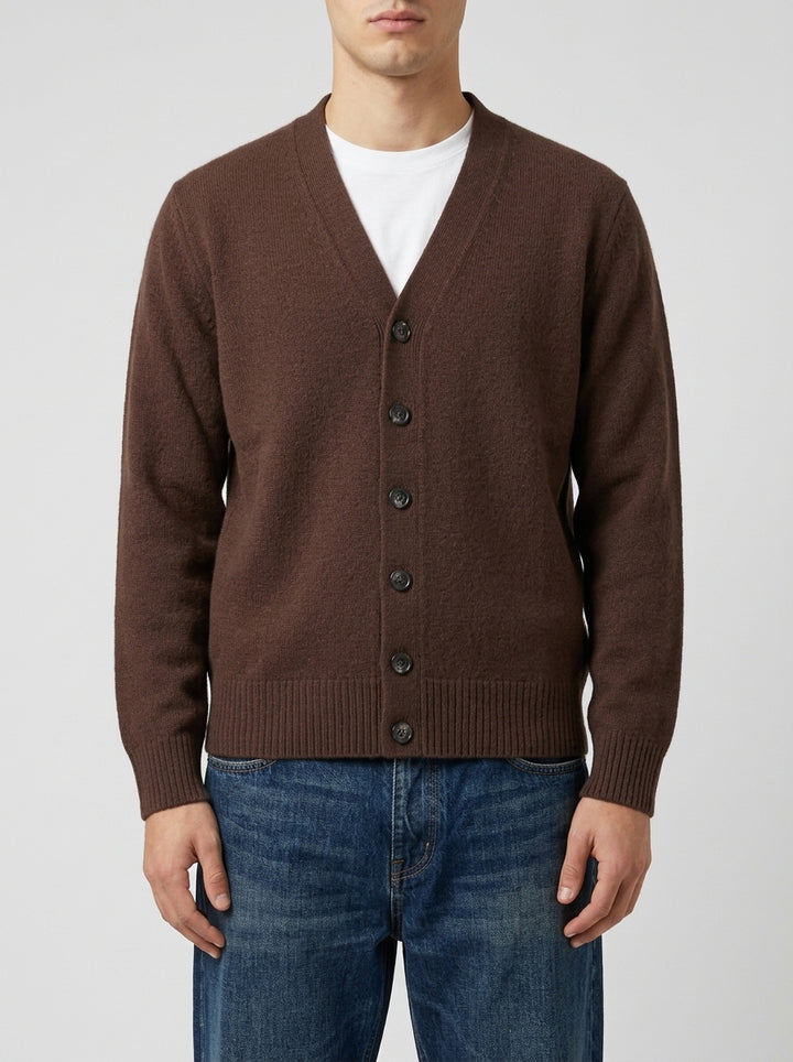 Cardigan Scollo a V Marrone 