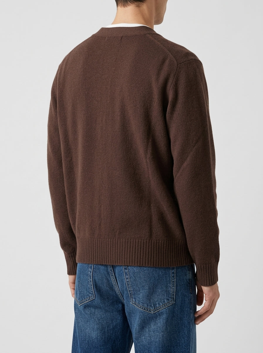 Cardigan Scollo a V Marrone 