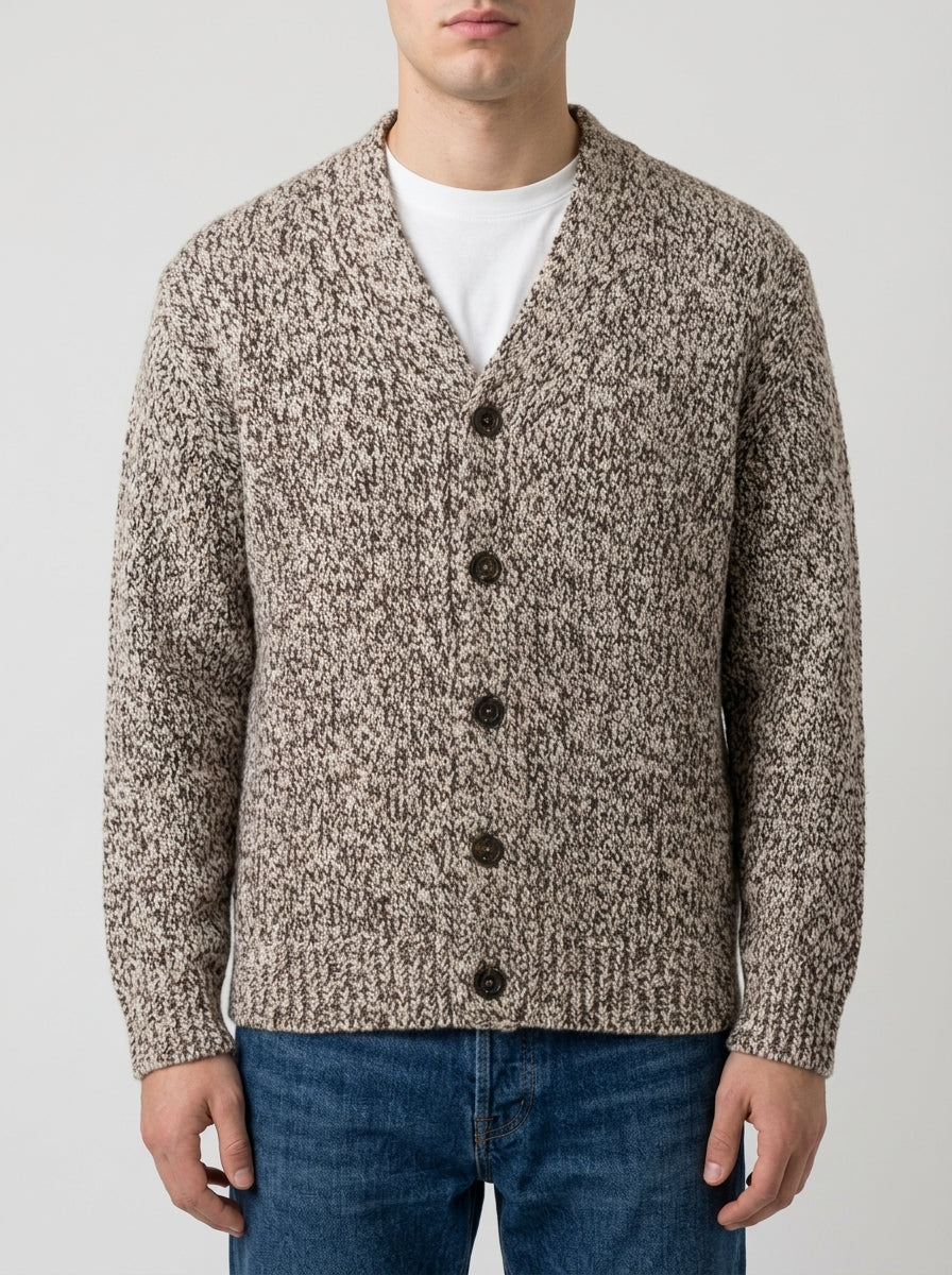 Cardigan Mouliné Beige e Moro 