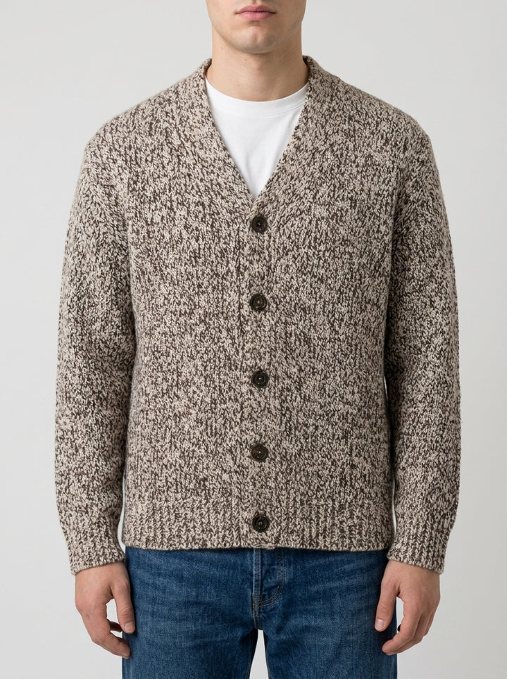 Cardigan Mouliné Beige e Moro 