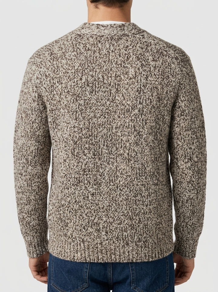 Cardigan Mouliné Beige e Moro 