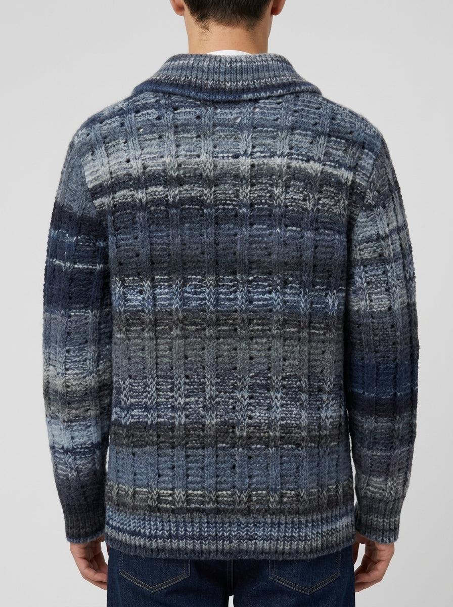 Giacca in Maglia Doppia Crochet Blu 