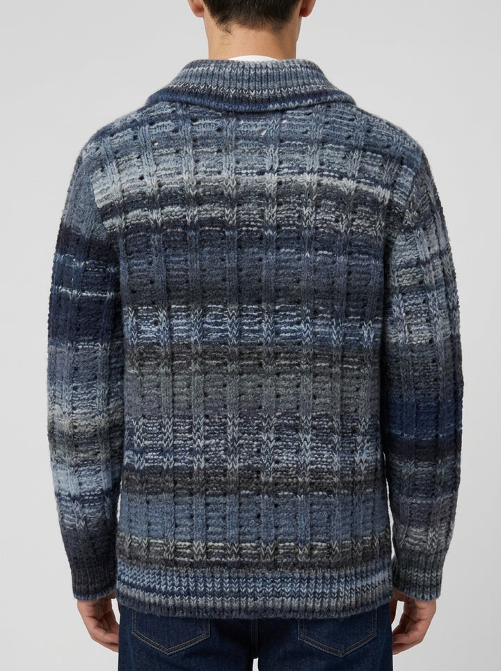 Giacca in Maglia Doppia Crochet Blu 