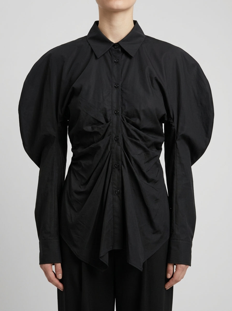CAMICIA SLIM-FIT IN POPELINE STRETH NERA 