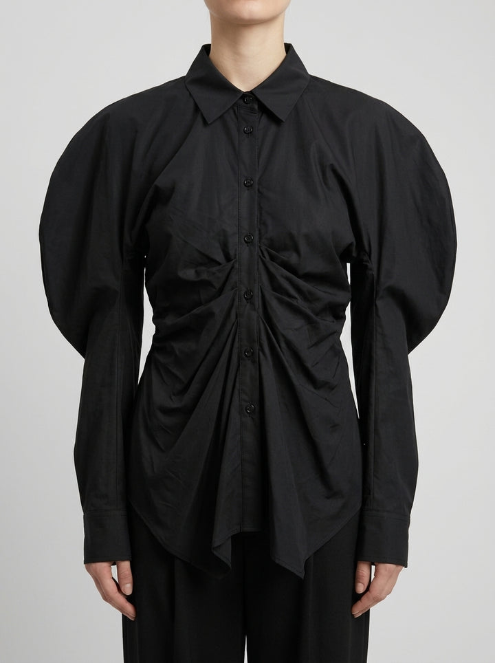 CAMICIA SLIM-FIT IN POPELINE STRETH NERA 