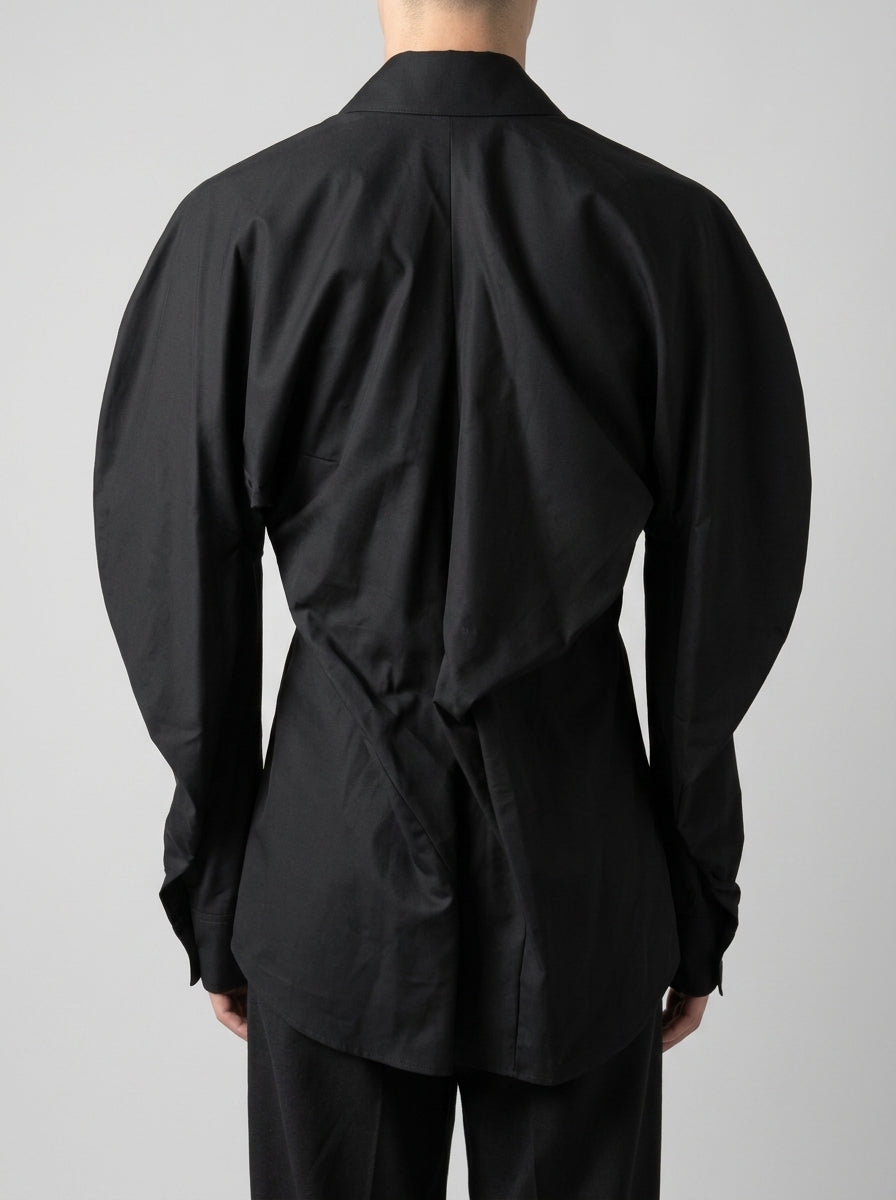 CAMICIA SLIM-FIT IN POPELINE STRETH NERA 