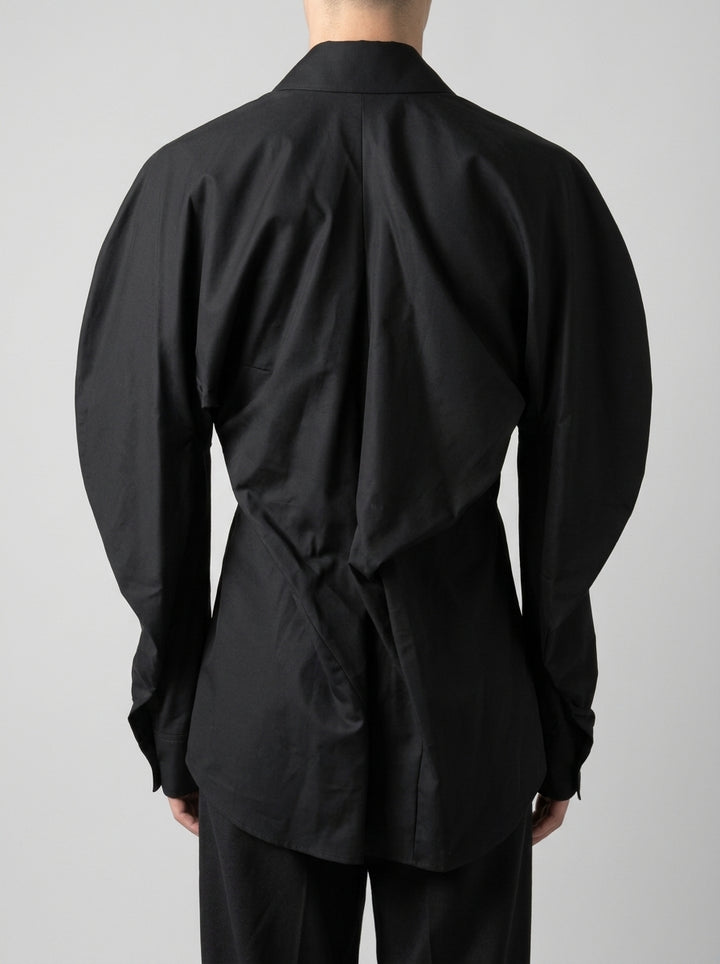 CAMICIA SLIM-FIT IN POPELINE STRETH NERA 
