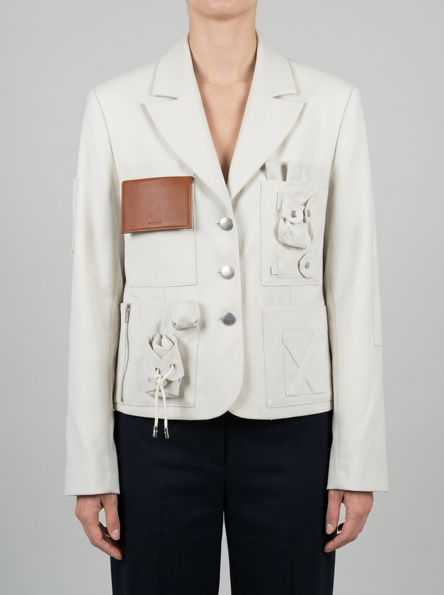 GIACCA CON PORTAFOGLIO E TASCHE APPLICATE GESSO 