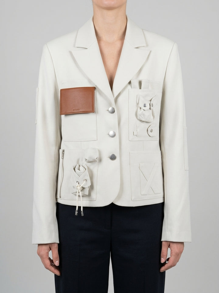 GIACCA CON PORTAFOGLIO E TASCHE APPLICATE GESSO 