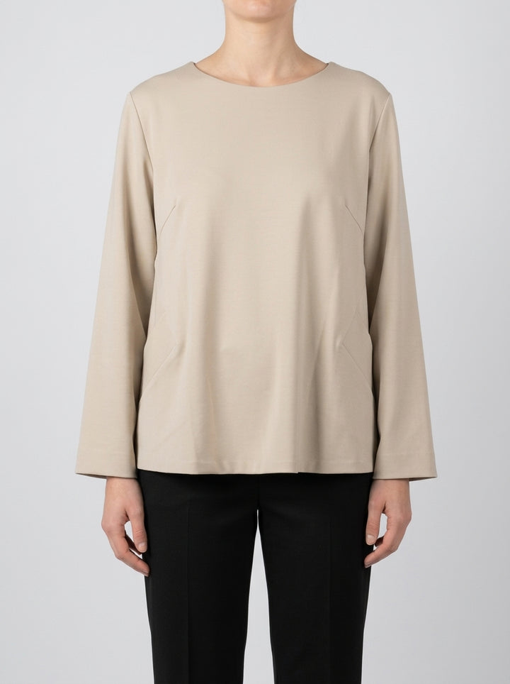 BLUSA PUNTO MILANO CON TASCHE BEIGE 