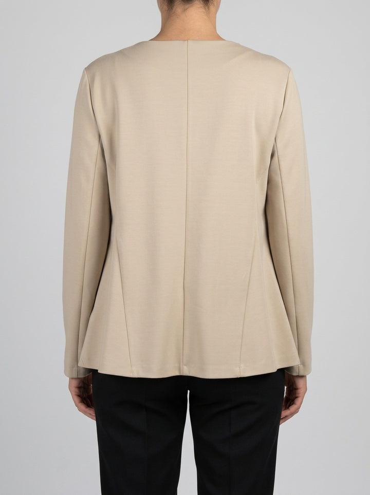 BLUSA PUNTO MILANO CON TASCHE BEIGE 