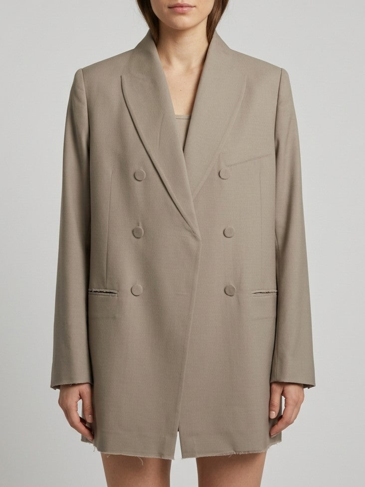 GIACCA CON MOTIVO IMPRONTA SUL DAVANTI BEIGE 