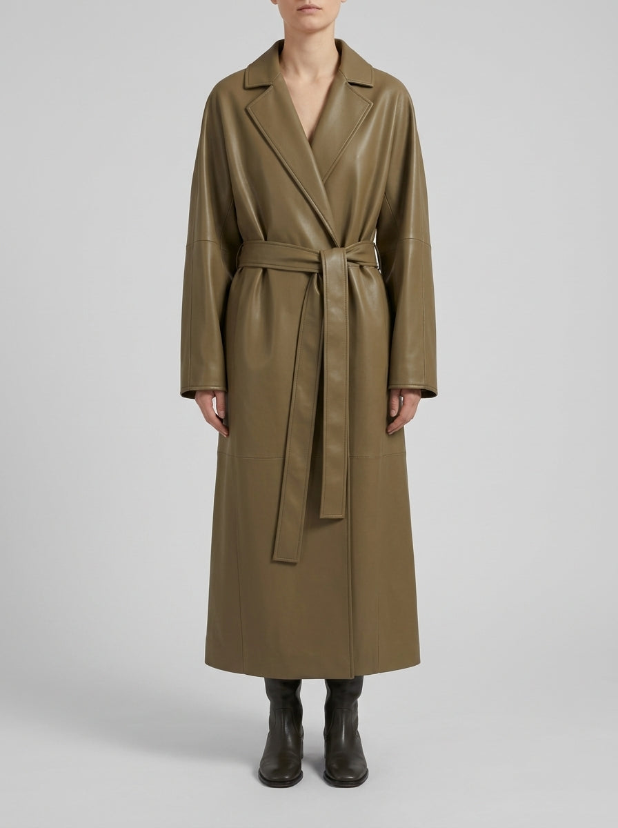 TRENCH LUNGO IN ECOPELLE BEIGE 