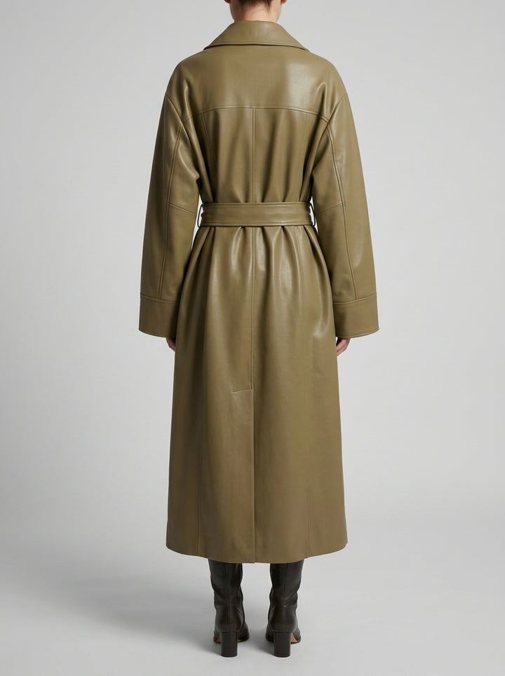 TRENCH LUNGO IN ECOPELLE BEIGE 