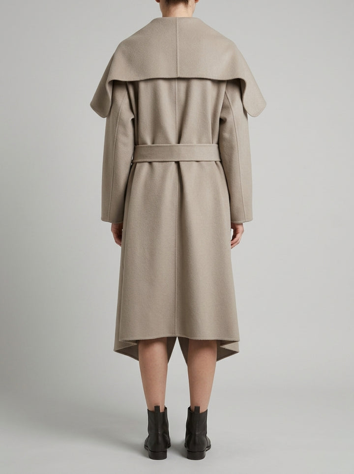 CAPPOTTO IN LANA CON CINTURA ABBINATA GESSO 
