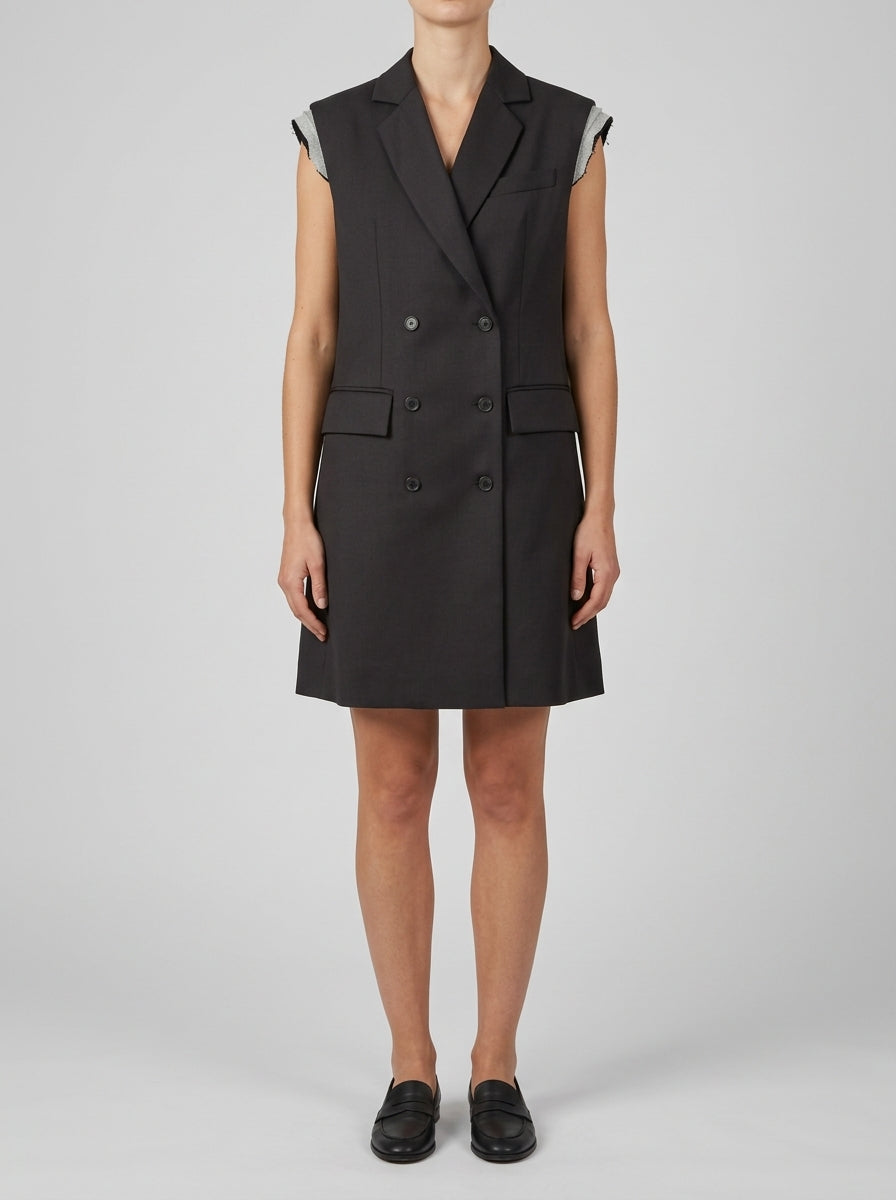 GILET LUNGO CON PLISSE NERO 