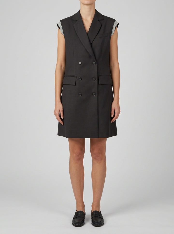 GILET LUNGO CON PLISSE NERO 