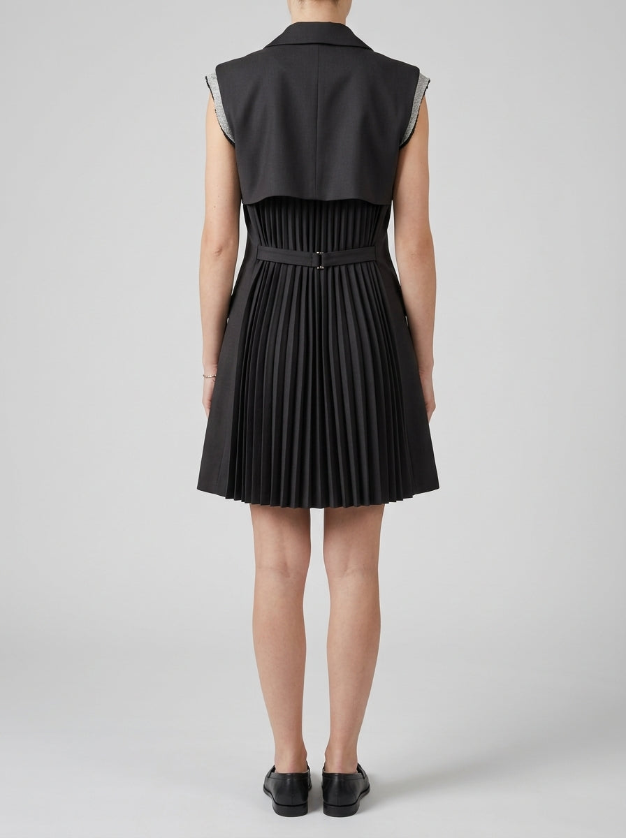 GILET LUNGO CON PLISSE NERO 