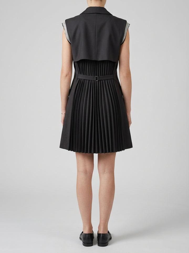 GILET LUNGO CON PLISSE NERO 