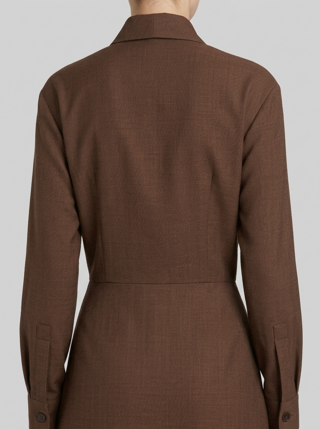 Abito marrone in fresco lana con  drappeggio 