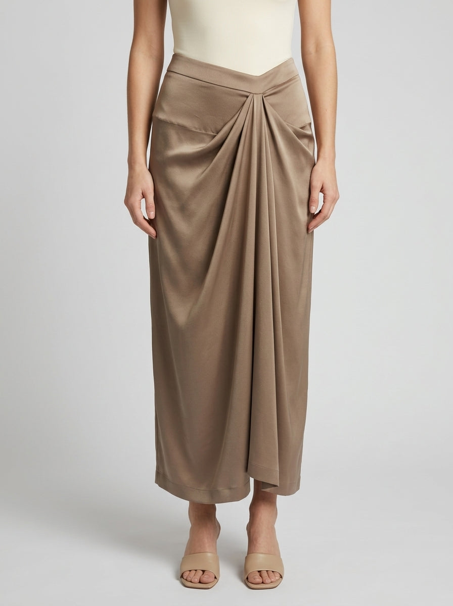 GONNA CON DRAPPEGGIO BEIGE 