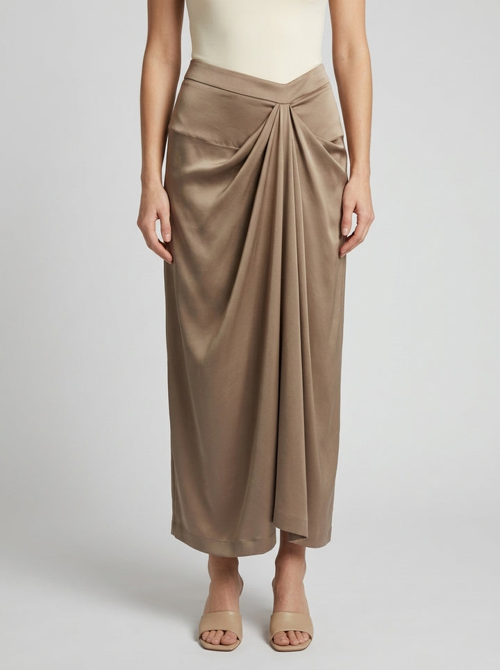GONNA CON DRAPPEGGIO BEIGE 