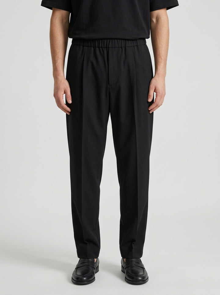 Pantalone Modello Ohio in Pura Lana Vergine - Total Black 