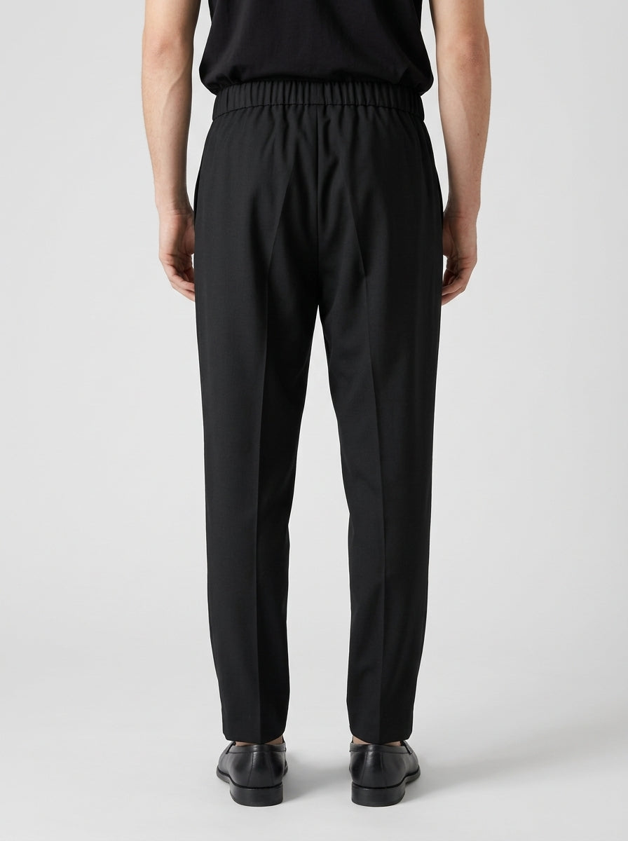 Pantalone Modello Ohio in Pura Lana Vergine - Total Black 