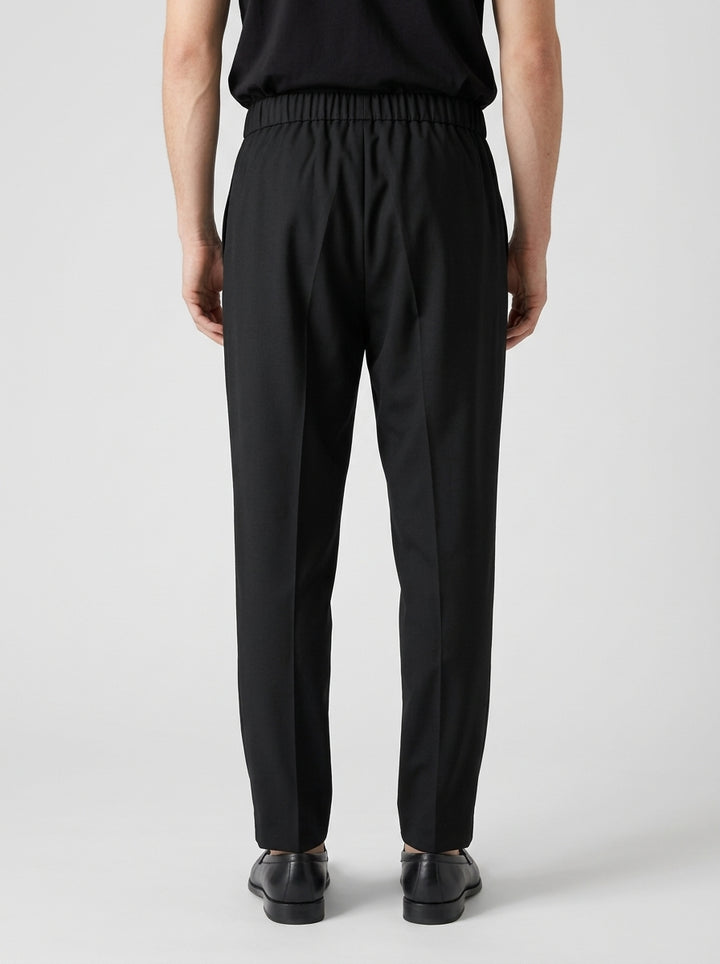 Pantalone Modello Ohio in Pura Lana Vergine - Total Black 