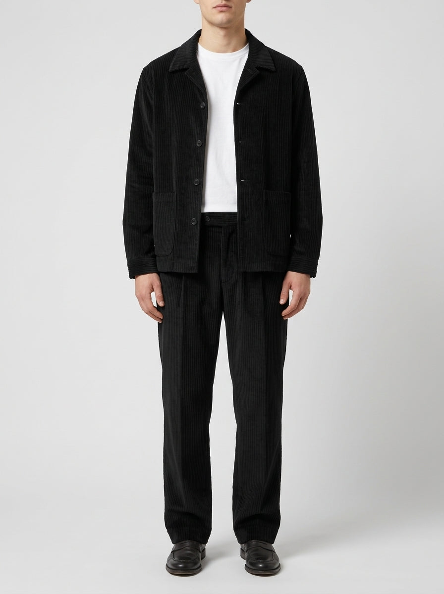 Overshirt in Velluto a Coste - Nero Profondo 