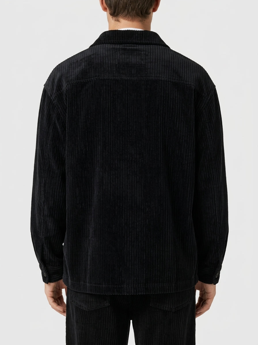 Overshirt in Velluto a Coste - Nero Profondo 