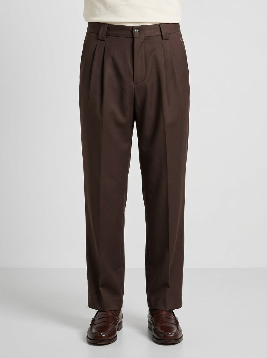 Pantalone in fresco lana  cioccolato 