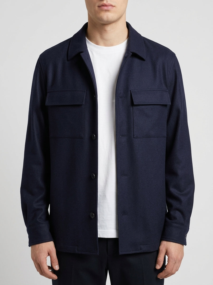 Overshirt Paoloni in Lana Marzotto Blu 