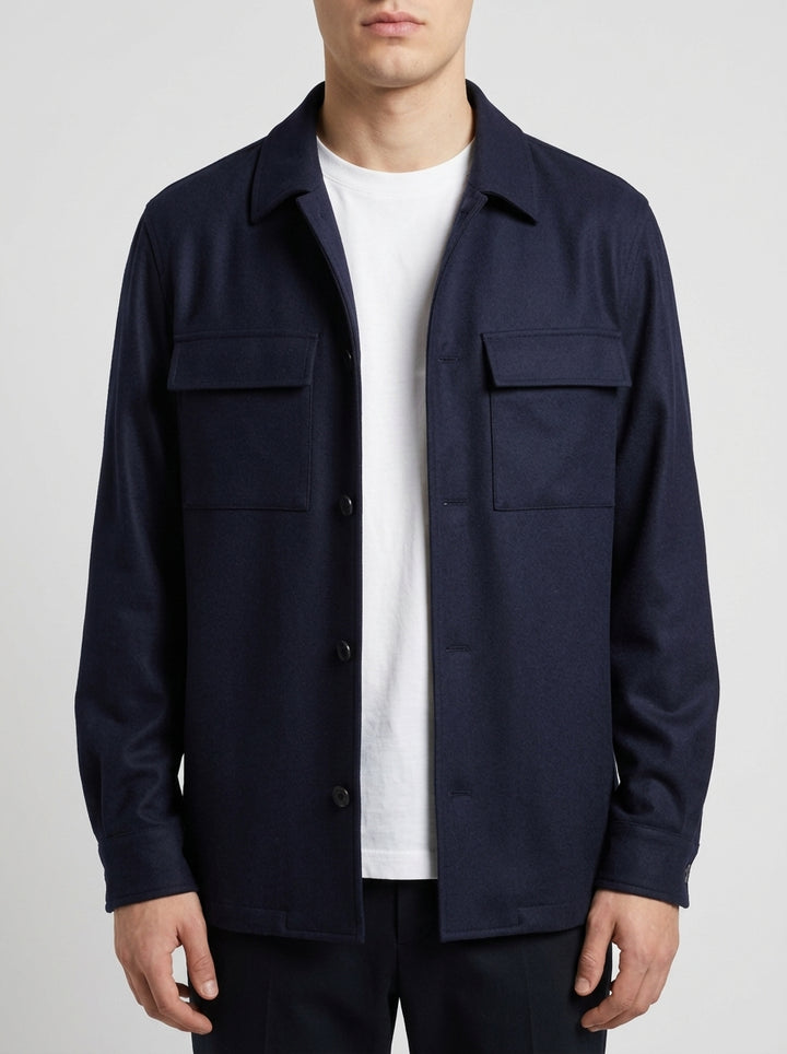Overshirt Paoloni in Lana Marzotto Blu 