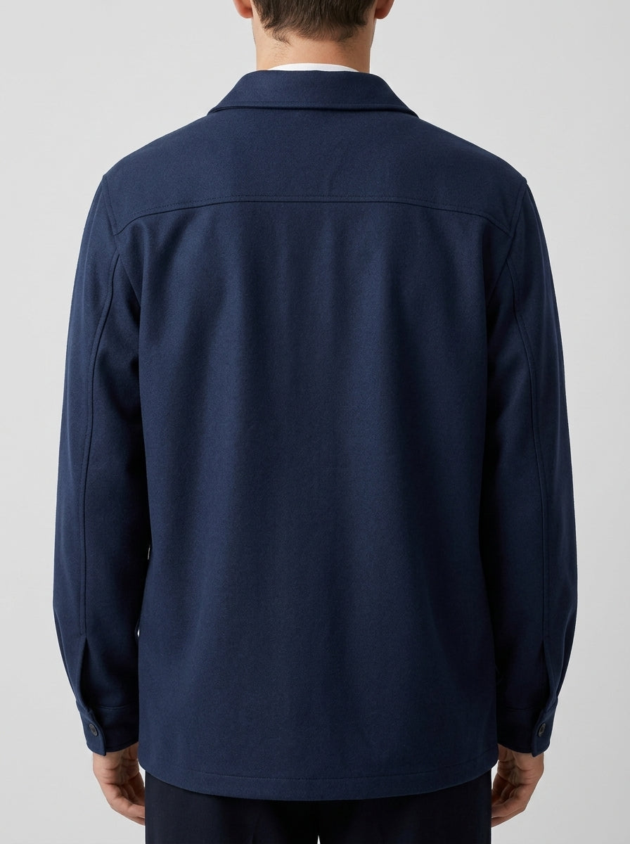 Overshirt Paoloni in Lana Marzotto Blu 