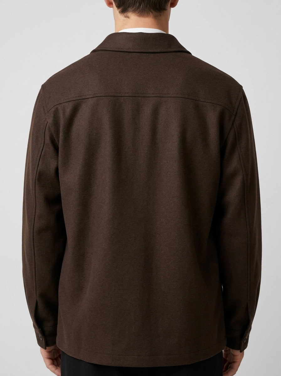 Overshirt Paoloni in Lana Marzotto Marrone 