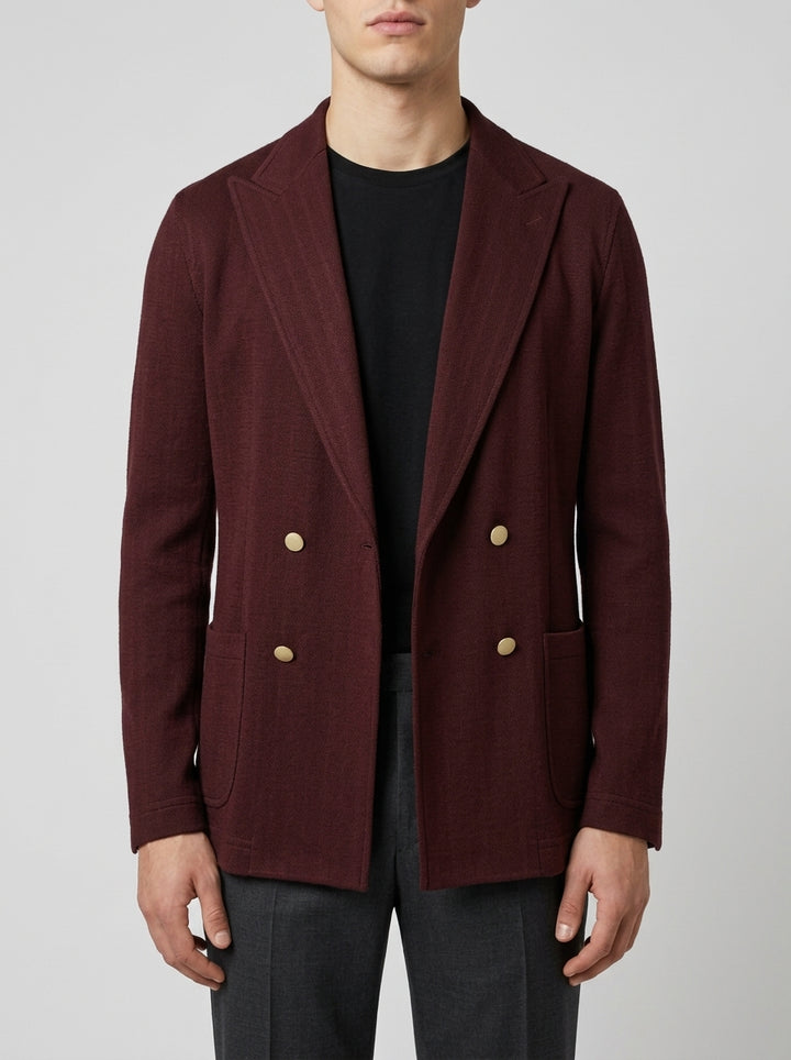 Giacca Bordeaux Doppiopetto in Maglia Stretch 