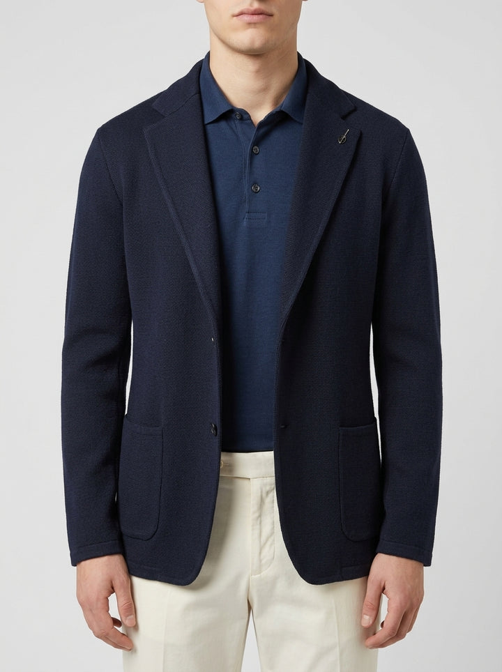 Giacca Monopetto in Maglia Blu 