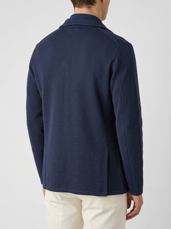 Giacca Monopetto in Maglia Blu 