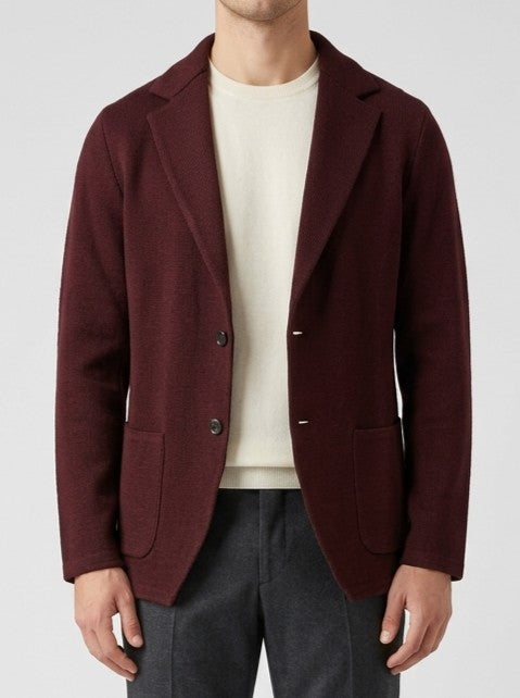 Giacca Monopetto in Maglia Bordeaux 