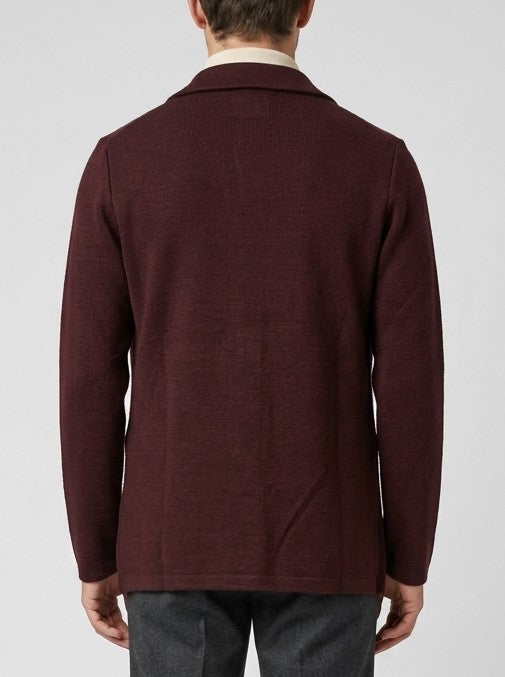 Giacca Monopetto in Maglia Bordeaux 