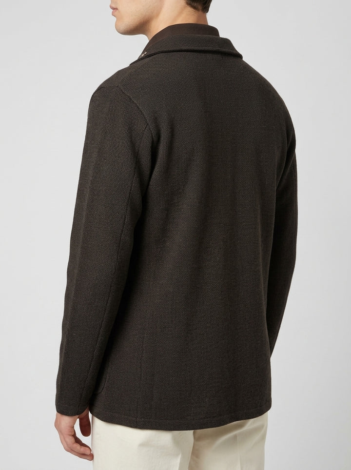 Giacca Monopetto in Maglia Marrone 