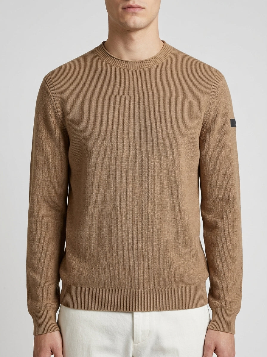 Cotton Techno Wash Round Knit biscotto 