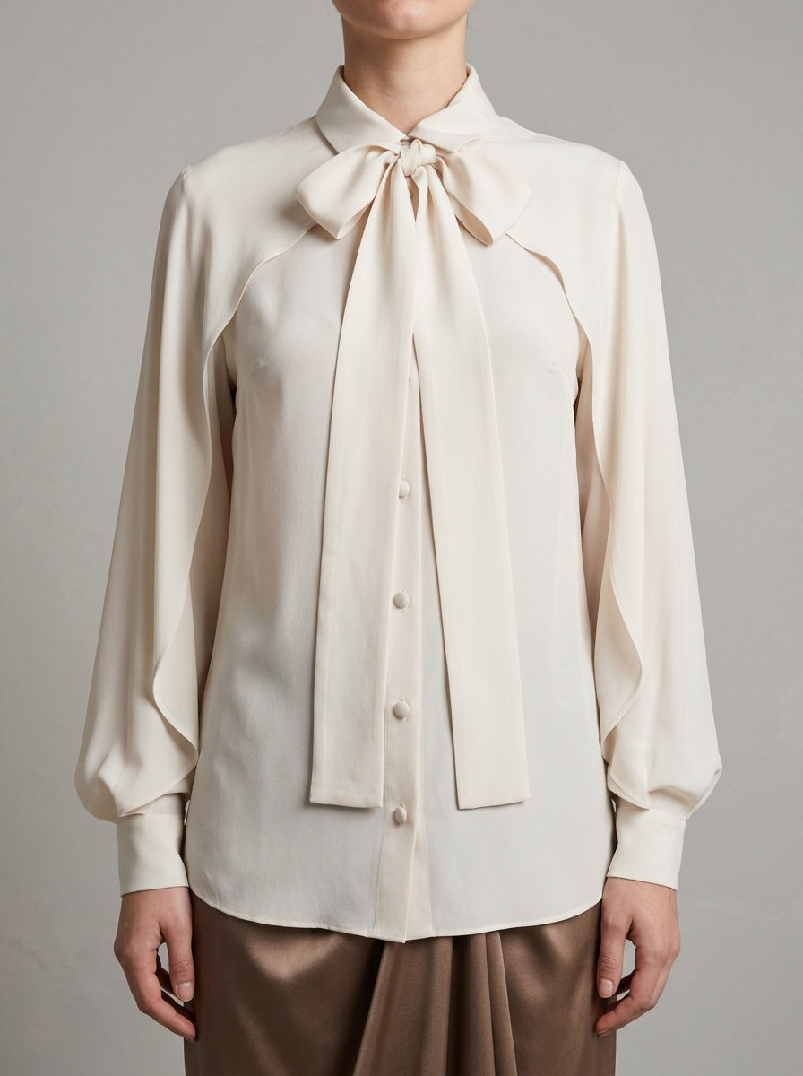 Camicia in shiffon panna 