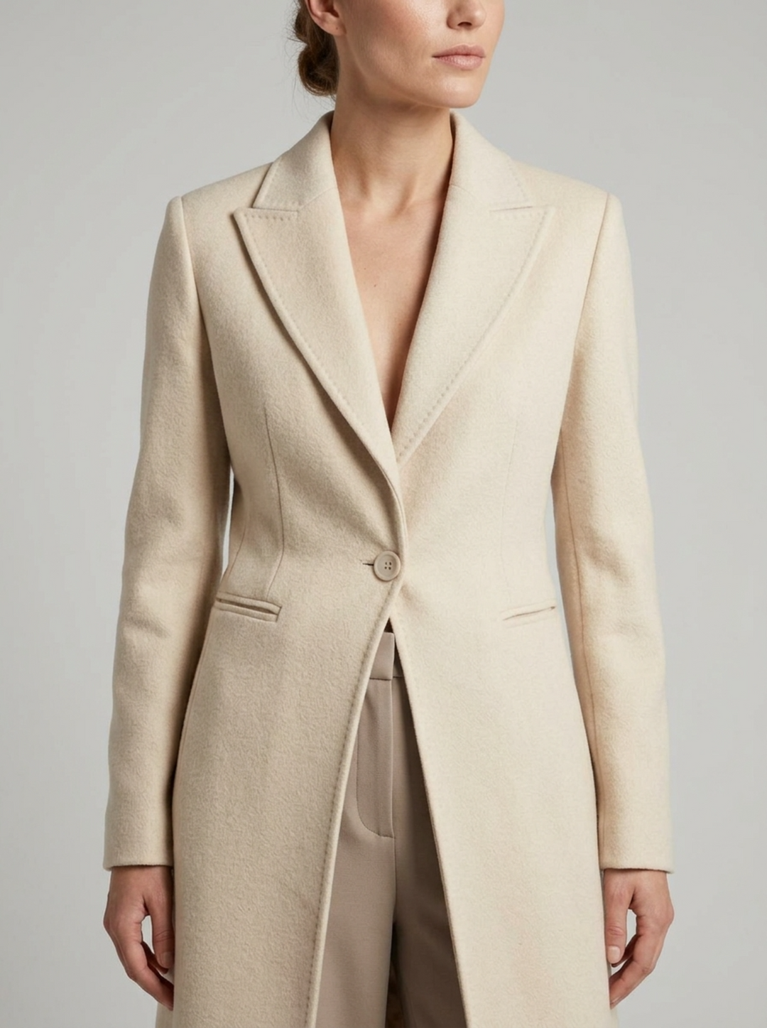 Cappotto panna monopetto 